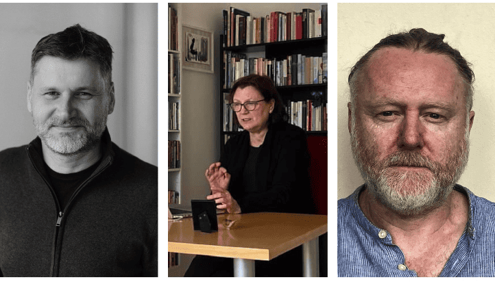 Ľ-P: Petr Oukropec, režisér a producent, Česká republika; Renate Zylla, festivalová agentka, emeritná riaditeľka festivalu pre deti a mládež MFF Berlín, Nemecko ; John Chambers, scenárista a spisovateľ detských kníh, Nemecko/Írsko